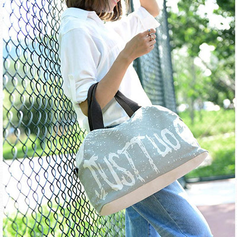 Canvas Letter Print Two Way Bag